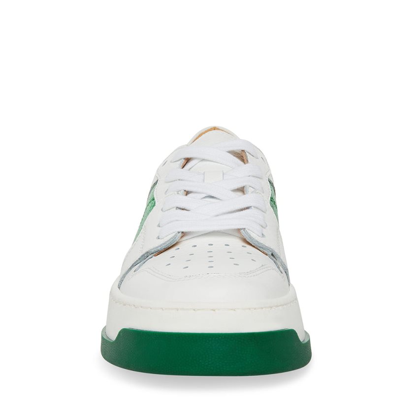 White / Green Steve Madden Joey Women's Sneakers | PH 0631YVC